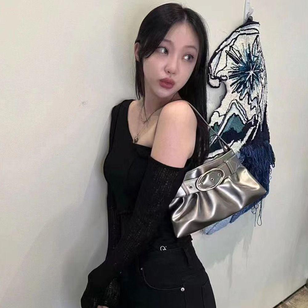 

Корейский стиль сумки складные PU кожа INS подмышечные сумки женские сумки-тоут маленькие кошельки сумки через плечо