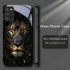 Lion With Golden Black Phone Case For Samsung A32 A33 A34 A35 A36 A37 A51 A52 A52s A53 A54 A55 A56 A57 A71 A72 A73 Glass Cover