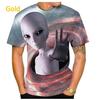 Summer 3D Printing Alien Pattern T-shirt Fashion Round Neck Short Sleeve Universe Neutral Casual T-shirt Source