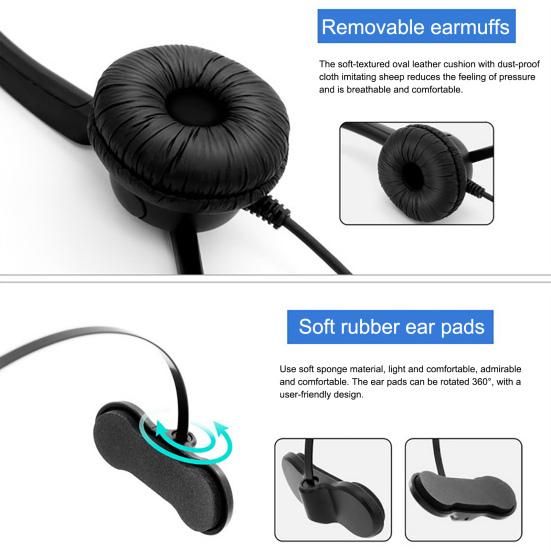U900 H510 Telephone Headset High Fidelity Noise Reduction Breathable 3.5mm RJ9 MIC Long Cable Call Center Headphone for Telemarketing