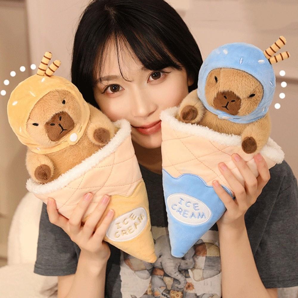 Detachable Capybara Plush Toy Ice Cream Cone Capybara Stuffed Doll  Kids Birthday Gift