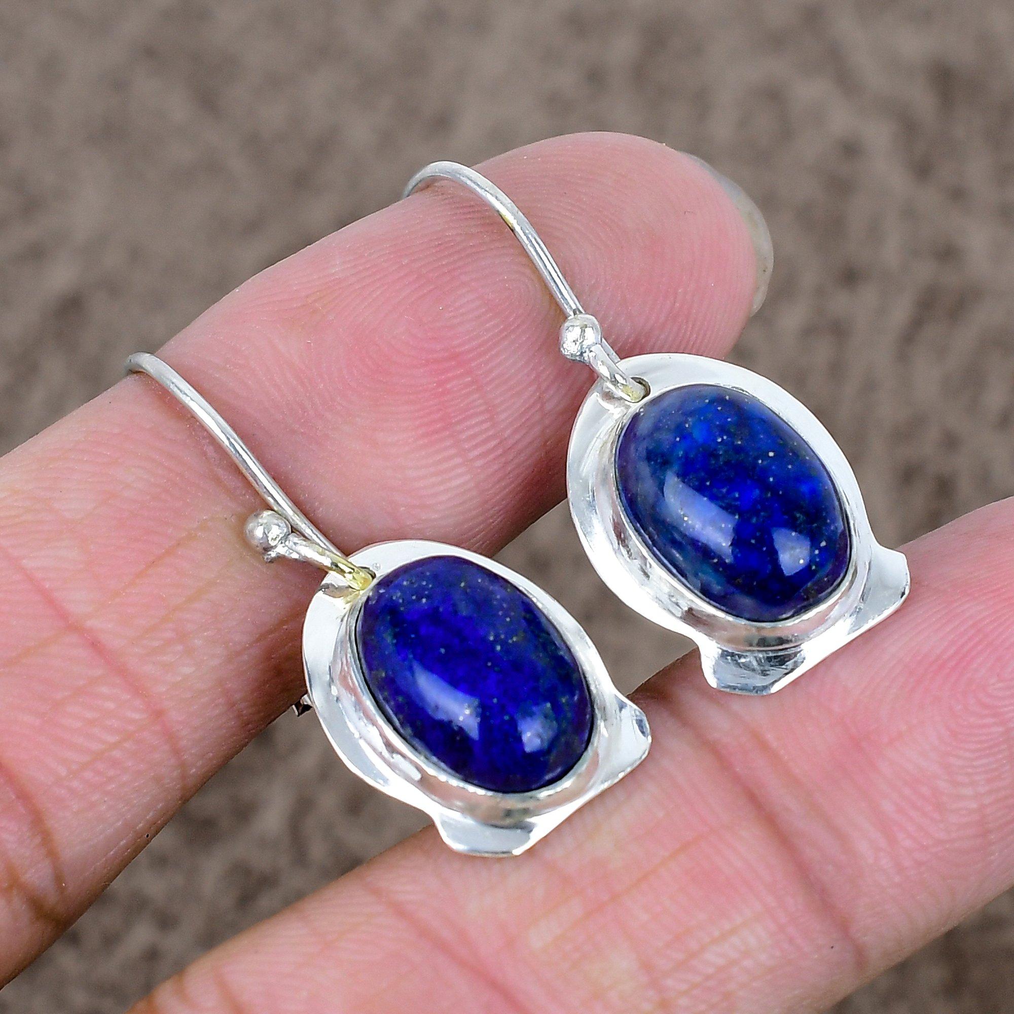 

Lapis Lazuli Gemstone Handmade 925 Sterling Silver Jewelry Earring 1.38 KKG-650