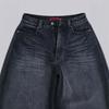 Angel Wings Print Jeans Y2K Loose Straight Leg Streetwear Teens