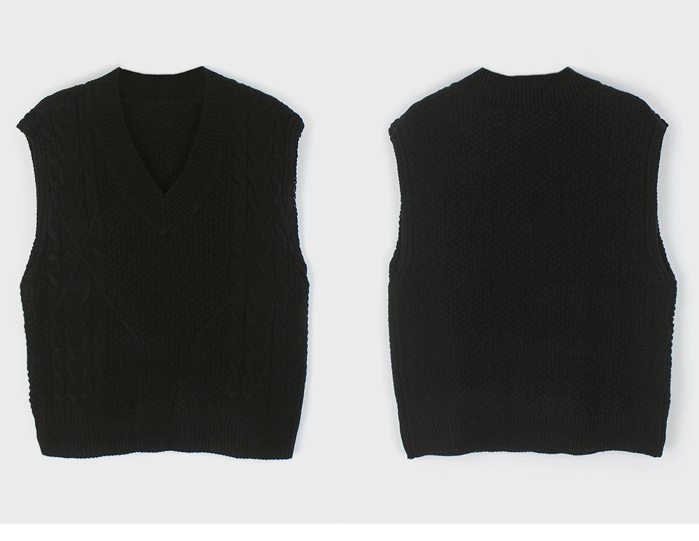 Women's V-Neck Sleeveless Twist Knit Sweater Vest