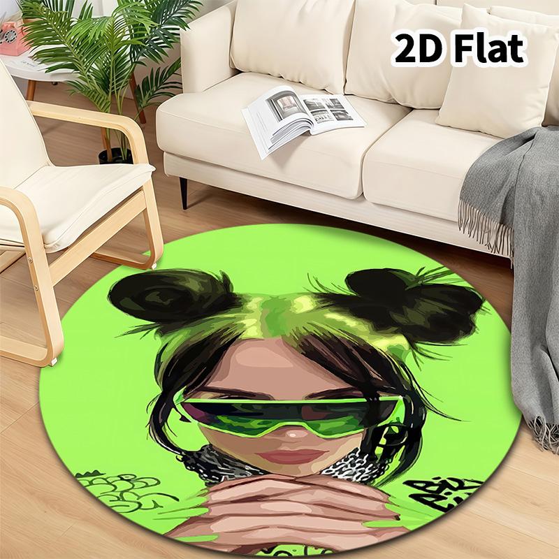 Billie Eilish Round Area Rug Carpet Rug For Living Room Bedroom Sofa Playroom Decor Nonslip Floor Mat