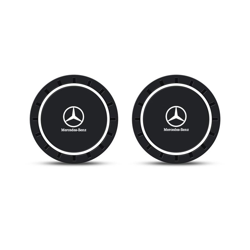 2Pcs Car Styling Coaster Waterproof PVC Non-Slip Mat Water Cup Pad Decorate Accessories For Mercedes Benz W211 W203 W204 W210 KR9