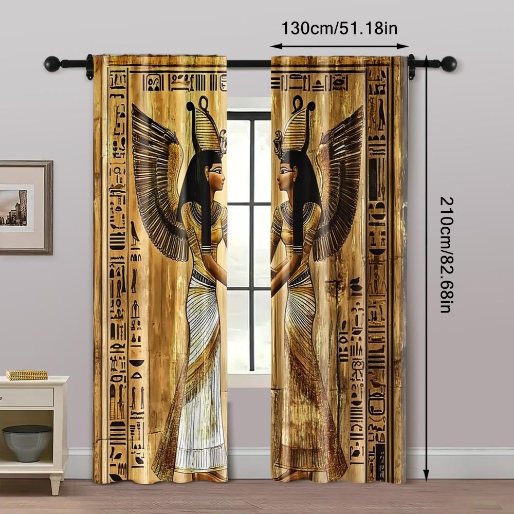 2 Stück, Fenstervorhang Ägypten Polyester Gewebt (ohne Stange) Urlaubsidee für Heimdeko und Privatsphäre