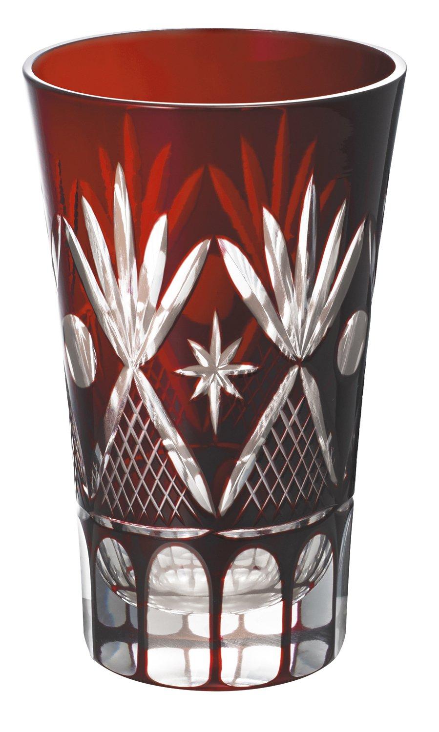 Otsuka Glass Cut Glass Beer Sip Red 41H332 (Gift Boxed) 65×H105mm красный