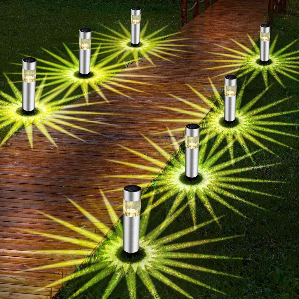 Stainless Steel Solar Garden Landscape Light - Outdoor Cylindrical Lawn Decoration