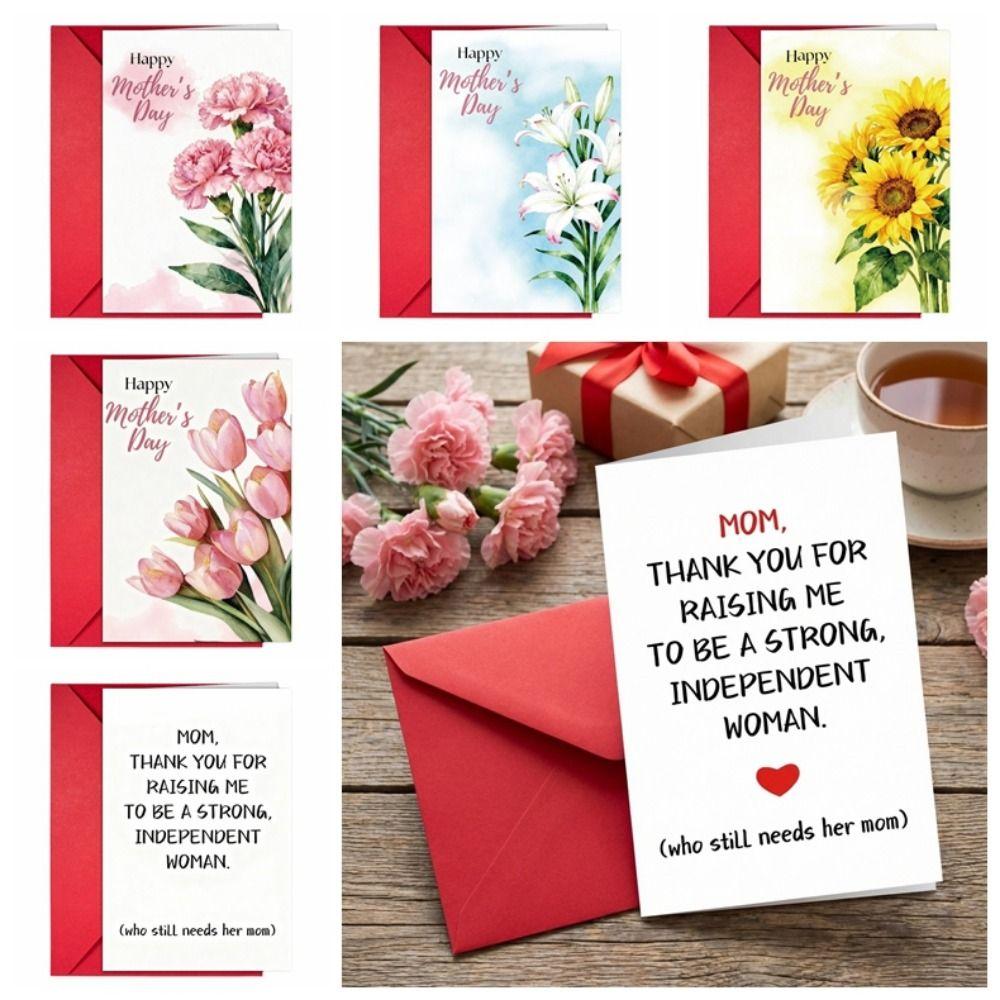 10Pcs/Set Floral Pattern Thank You Card Elegant Holiday Card  Mother's Day Gift Cards