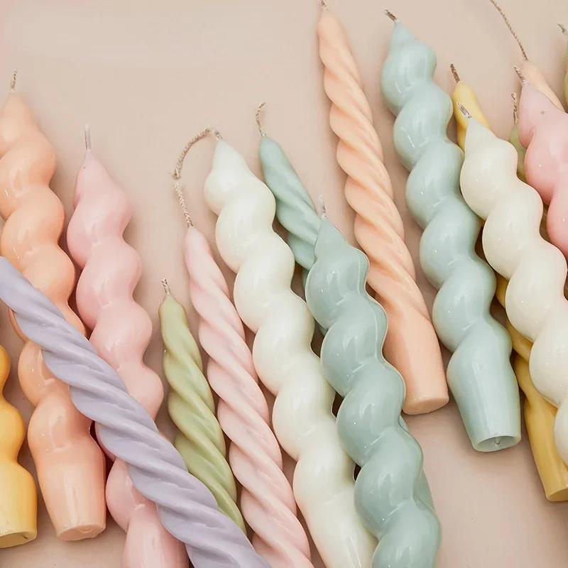 Romantic Spiral Long Pole Silicone Candle Mold DIY Geometry Round Candle Making Resin Soap Mould Handmade Gift Home Decor