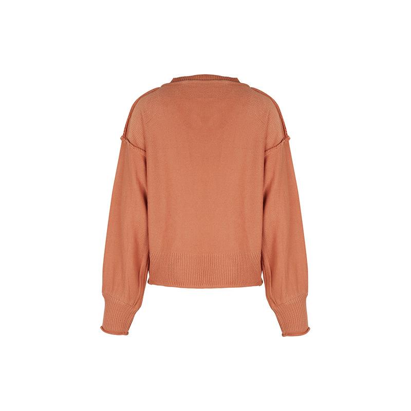 Autumn/Winter 2026 European & American Women's Lazy Style Knit Pullover Sweater with Line Decoration