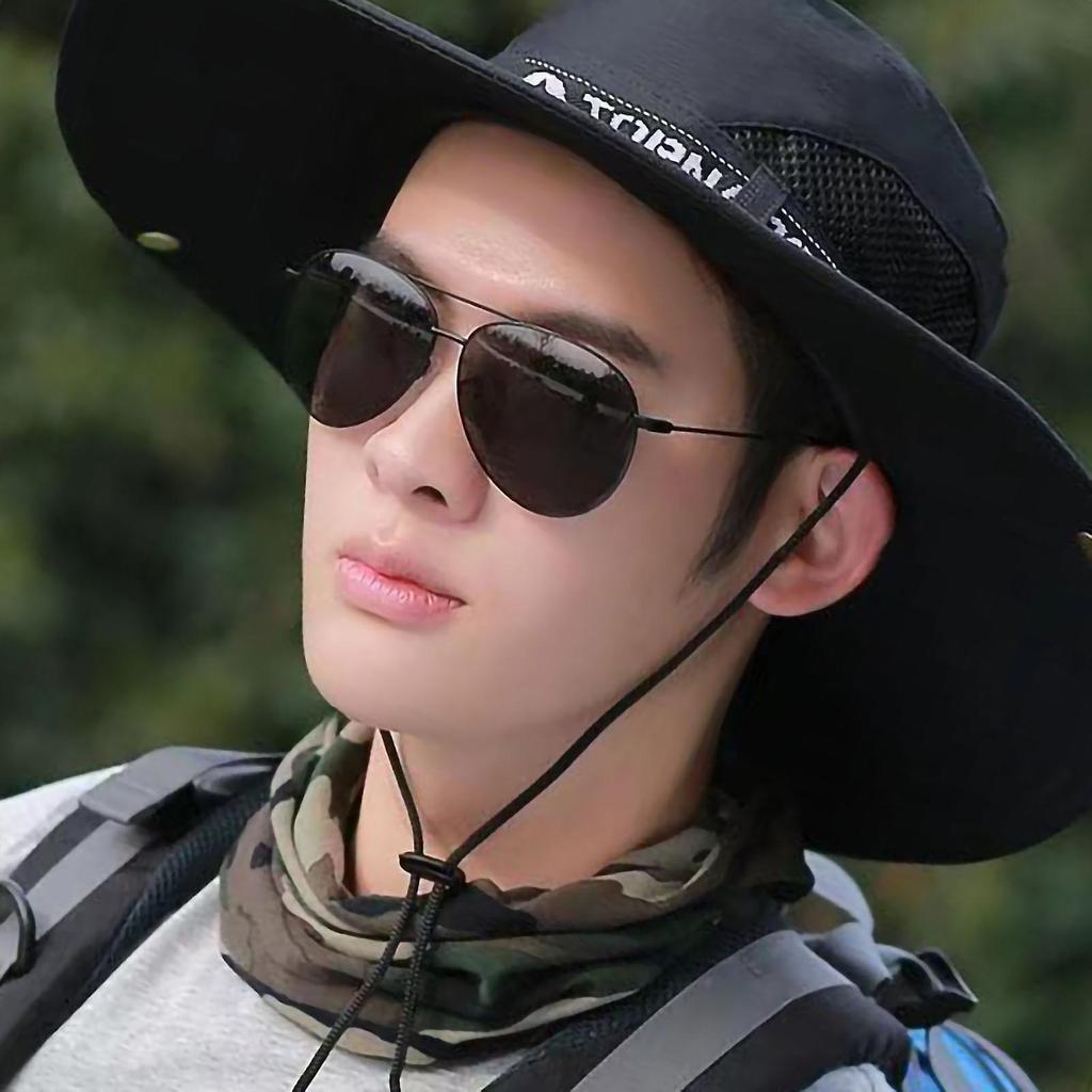 Male Sun Hat Summer Fashionable Big Brim Semi Breathable Men Fisherman Hat for Outdoor Black