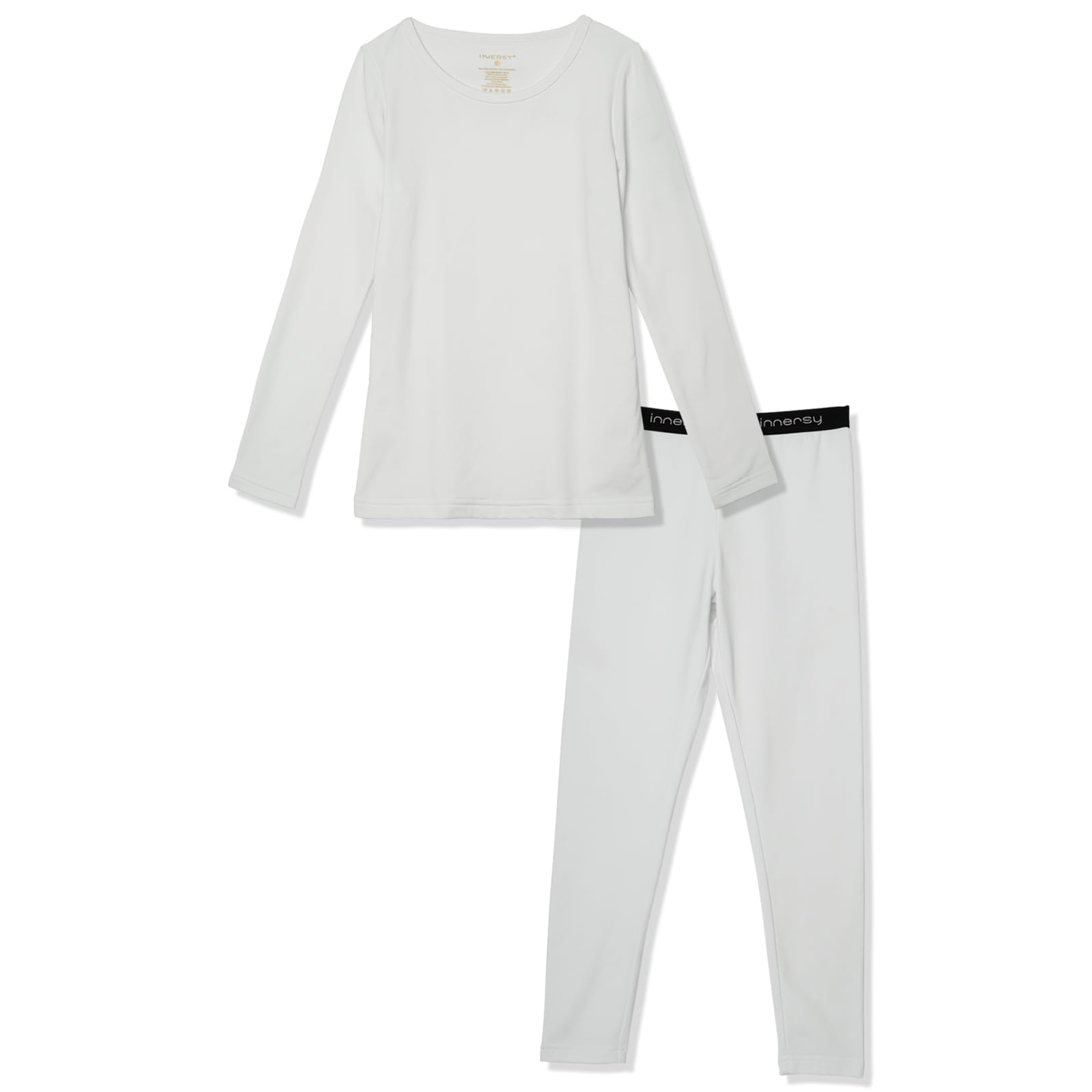 

INNERSY Heattech Warm Innerwear Set for Top and Long Sleeve Shirt and Perfect for Fall and Sizes Kids Girls, Bottoms, Fleece-Lined, Leggings, Winter, белый