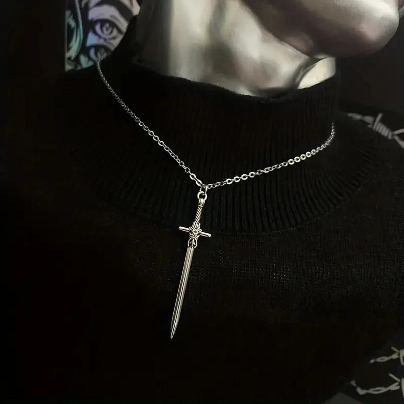 

Vintage Long Sword Necklace ,Gothic Choker, Cross Sword Necklace for Women and Men, Gothic Jewelry Gift