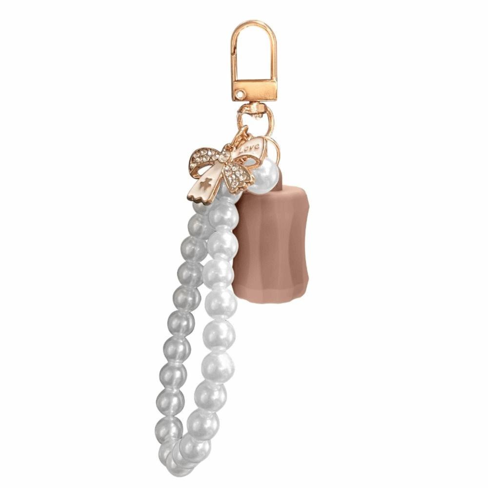 

Practical Silicone Lip Balm Holder Pearl with Keyring Lipgloss Sleeve Portable Flexible Keychain Lip Gloss Cap Girl кофейный