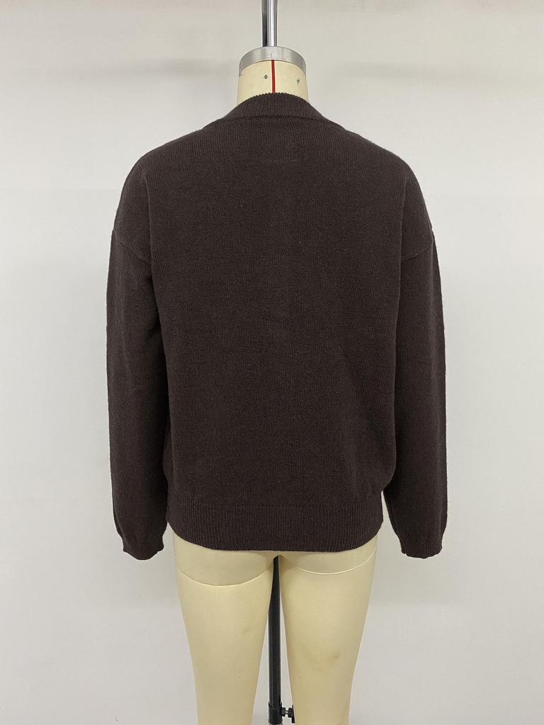 Autumn/Winter 2026 Knit Cardigan - Simple Commute Style, Solid Color, Round Neck, Loose Fit, Drop Shoulder Sweater Coat.