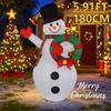 5.91FT Yard Party Decoration Inflatable Snowman Wreath Toy LED Lit Xmas Home Decor Ornaments Supplies Christmas Holiday Gifts