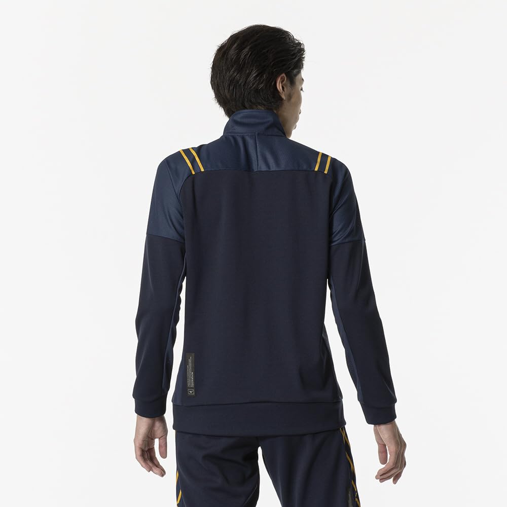 Mizuno Soft Dry Knit Hybrid Dress Size M Men's Jacket, Sweat-Wicking, Quick-Drying, Warm-Up Jersey, Navy, (32MCB001)