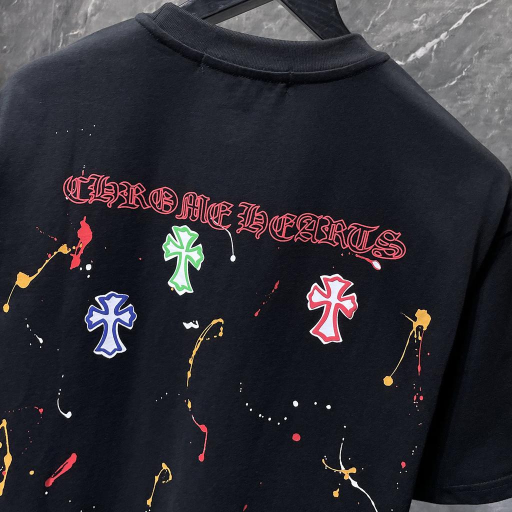 8965 CHROME HEARTS 2026 Summer New High Quality Cotton Round Neck Loose Large Size Men's and Women's T-shirt Couple T-shirt
