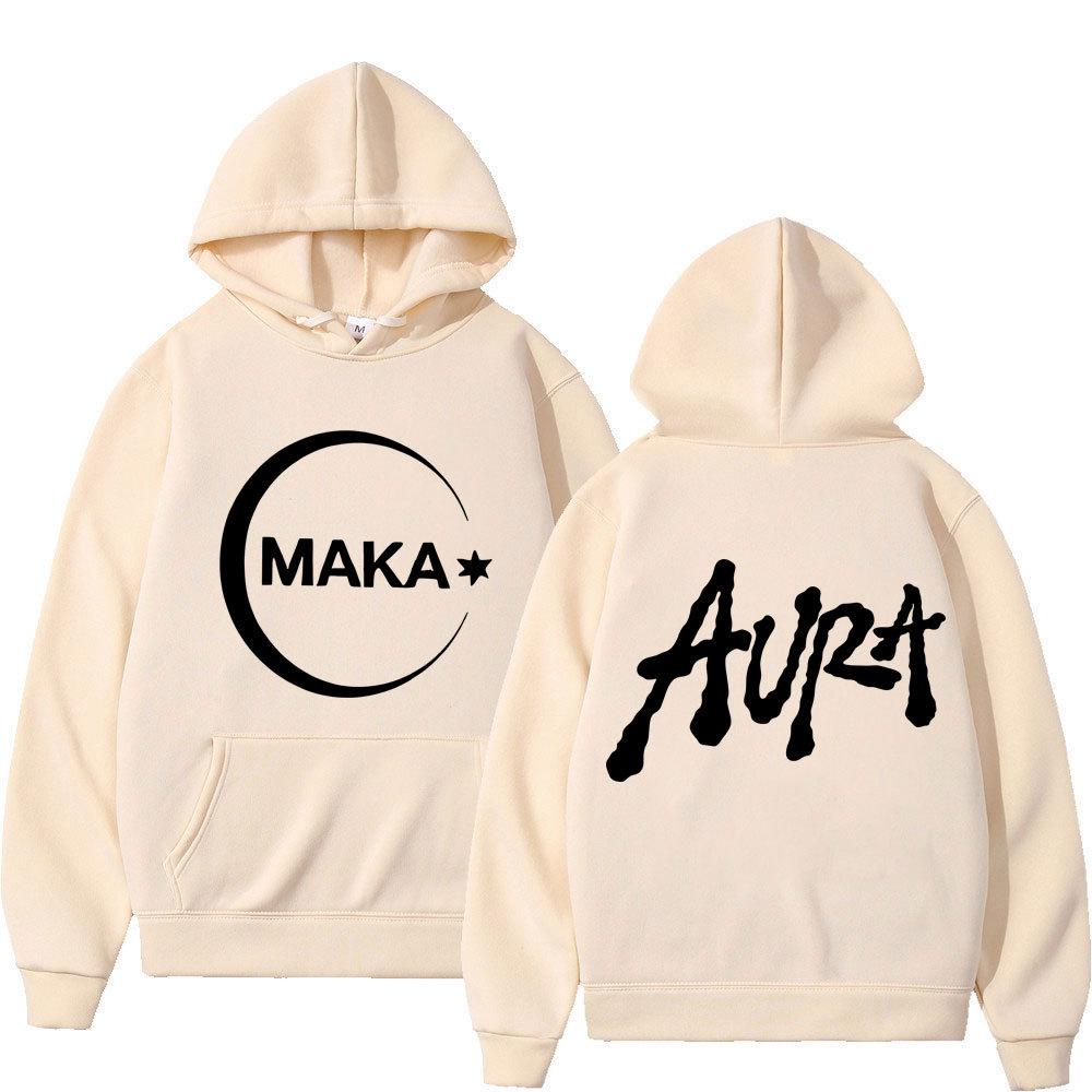 Rapper Maka Aura 2025 Tour Album Merch Vintage Hoodie Men Autumn Winter Fleece Streetwear Tops
