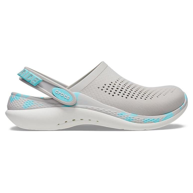 Crocs Literide Lightning Shoes Marble Pattern Beach Sandals Clogs Unisex Sandals Pearl-White 207634-1DU