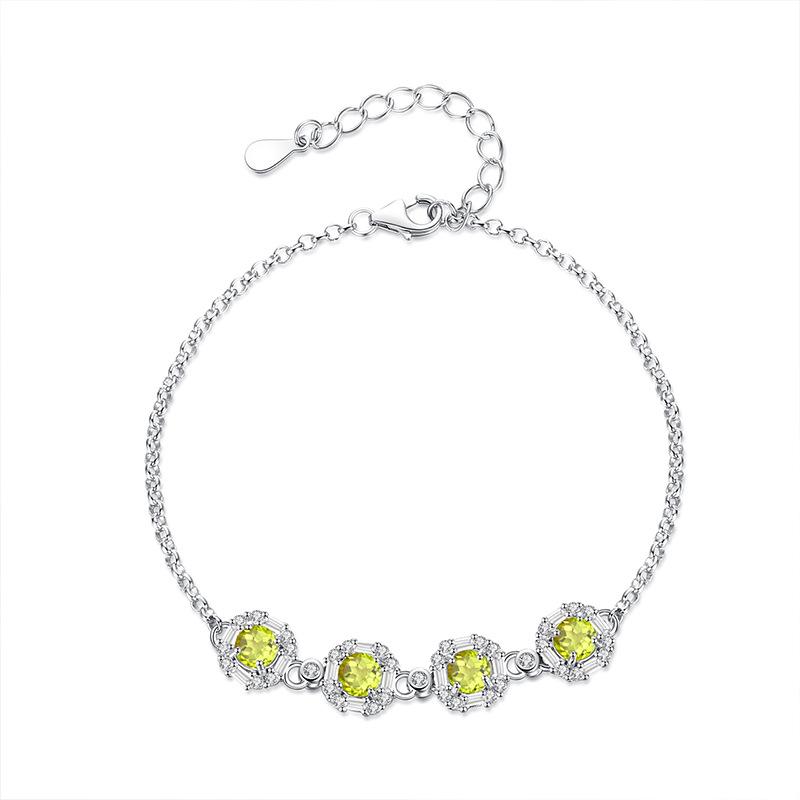 European and American style high-grade natural crystal S925 sterling silver bracelet light luxury olivine exquisite high-end bracelet