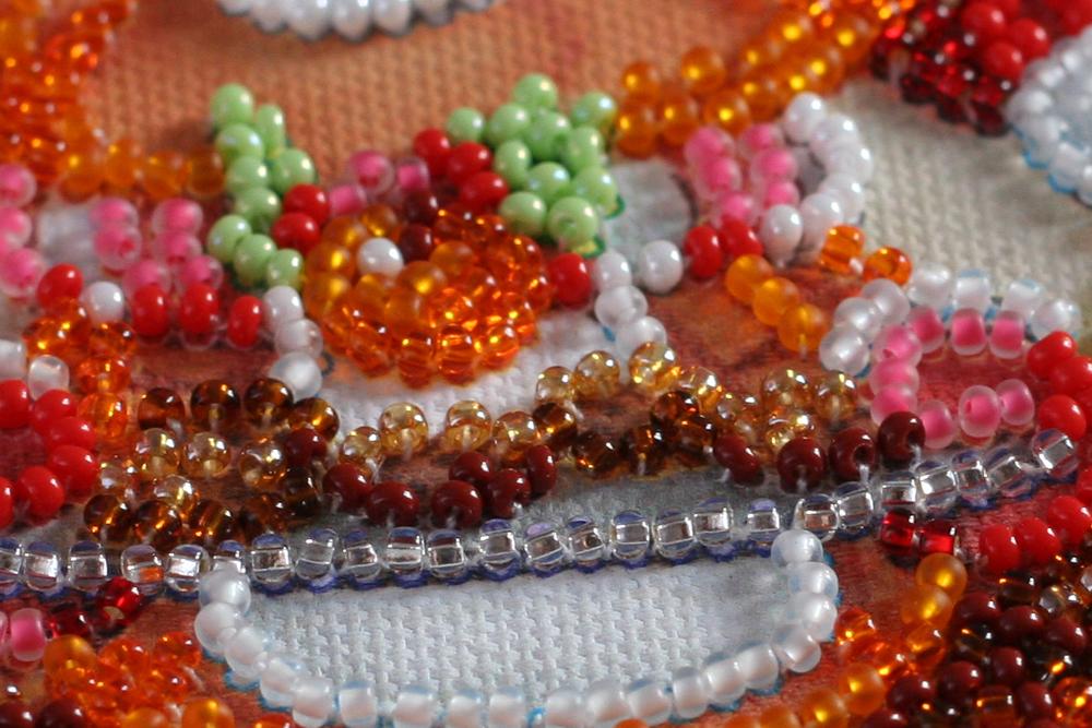 Mini Kit for Embroidery with Beads On Natural Artistic Canvas Abris Art New Year's Miracles