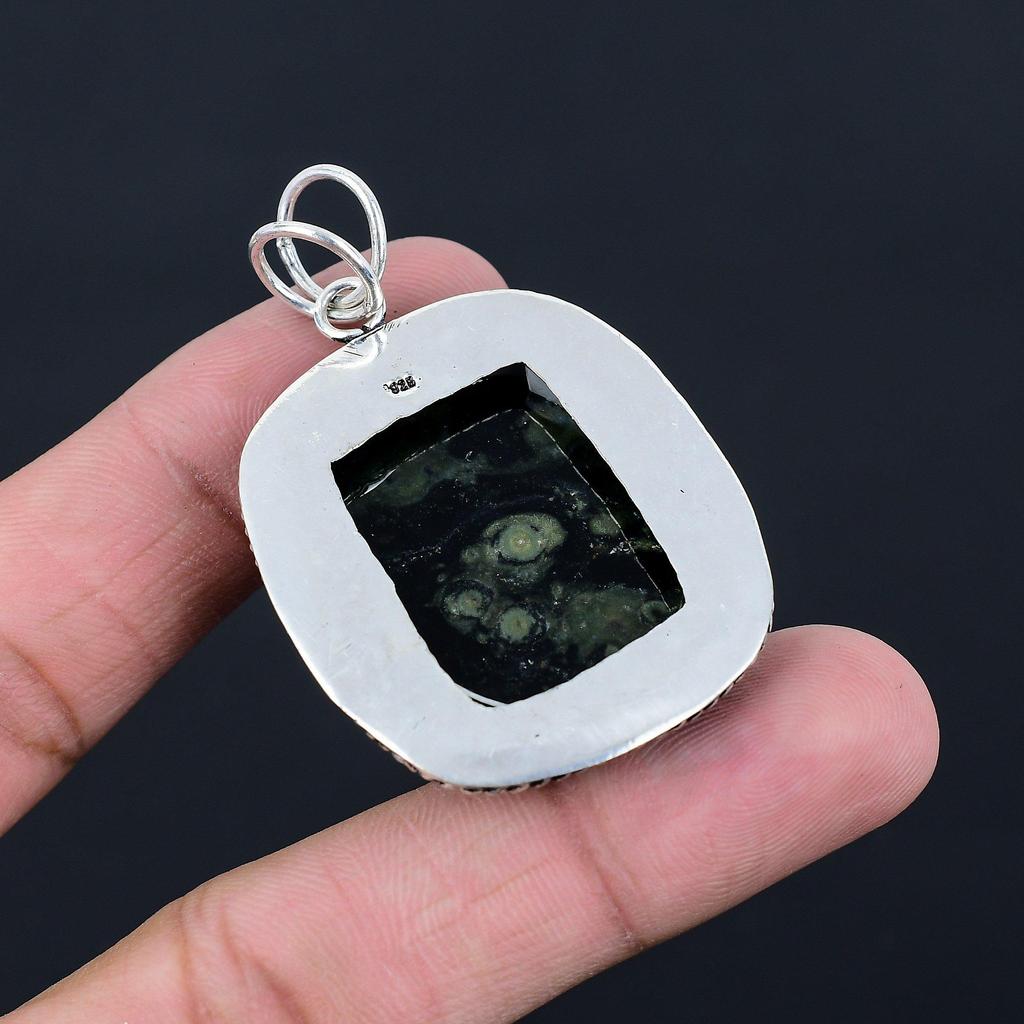 925 Silver Kambaba Jasper Stone Engagement Sister Bezel Anniversary Boho Pendant