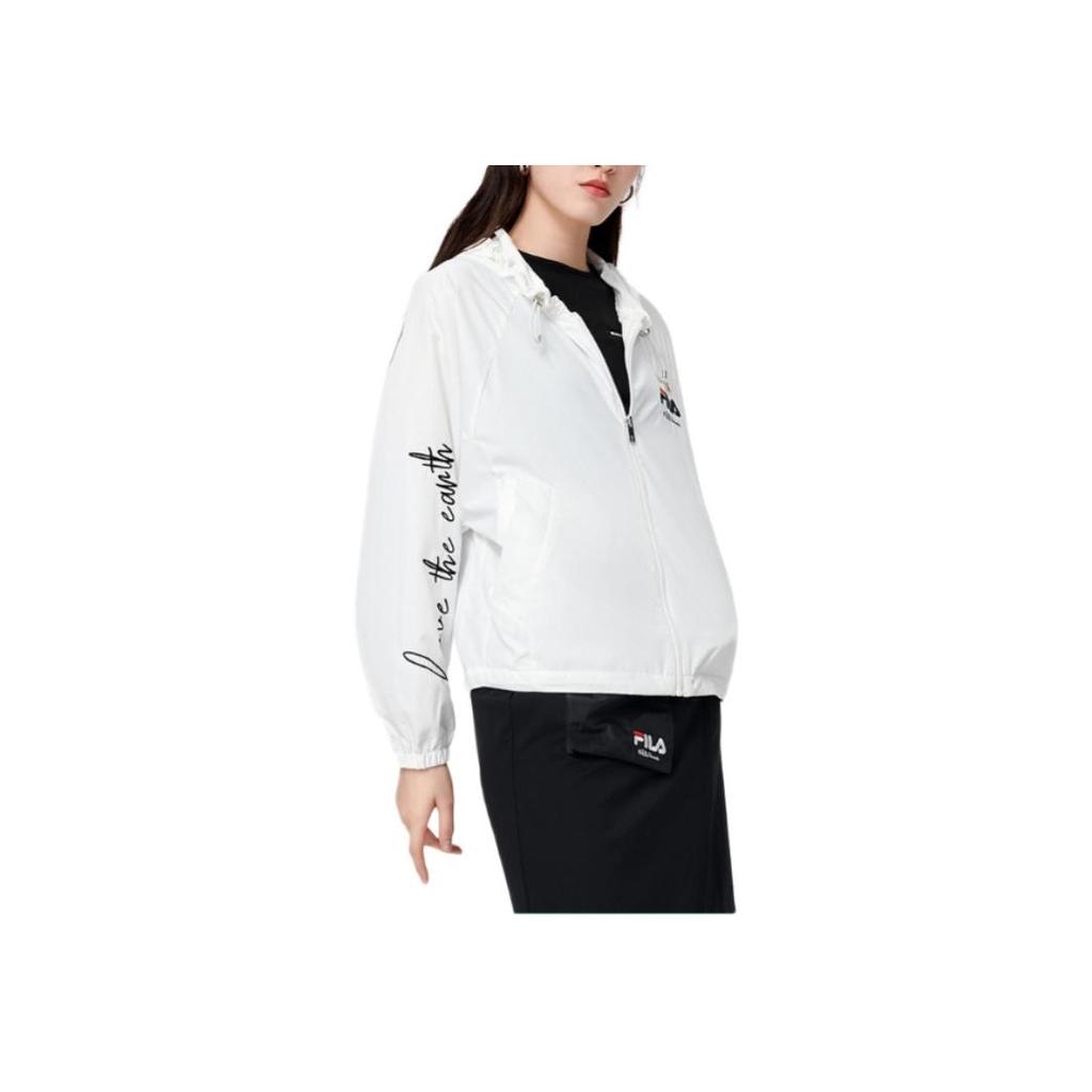Fila X Pepe Shimada Embroidered Cat Head Logo Casual Woven Hooded Jacket Women Jackets Cloud-White F11W133798F-WT