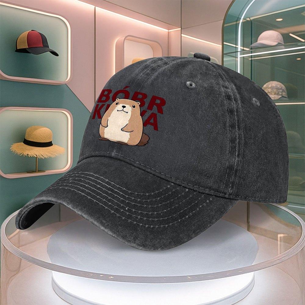 Beaver Cartoon Print Baseball Cap For Men Women Curved Brim Dad Hat Adjustable Duck Tongue Cap Multiple Colors