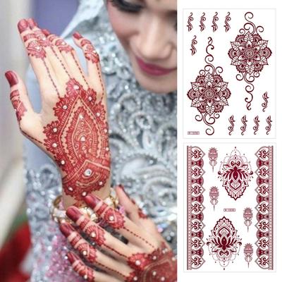 Red Henna Tattoo Kit Waterproof Henna Tattoos Stickers Temporary Tattoo Stickers for Women