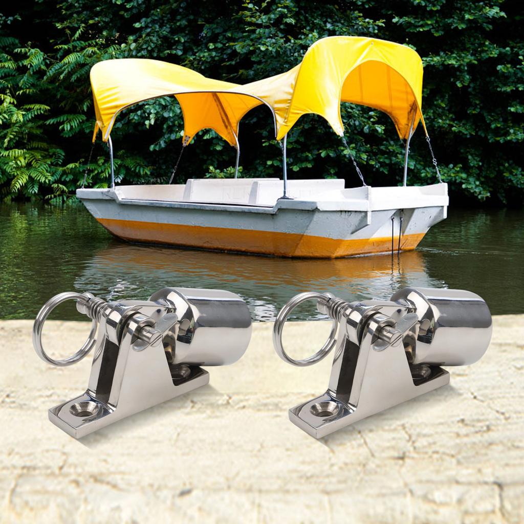 Sun Shelter Hardware Pack with 2 Pair Stainless Steel Deck Hinges Quick Release Pins Eye End and Installation Wrench