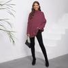 Women's Pullover Sweater, Women's Clothing, Knitted Sweater, Solid Color, High Neck Lapel, Loose Woven Sweater, Top