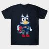 Men Black Print T-shirt Funny Bluey New England Patriots American Football Lovers No-Cut Transfer Paper Print Cotton Tshirt