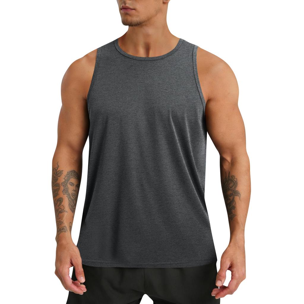 Men's Round Neck Sleeveless Top Men's Fitness Quick-Drying Sports Vest