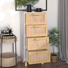 Sideboard Weiß 40 x 30 x 90 cm Massivholz Kiefer und Natur Rattan