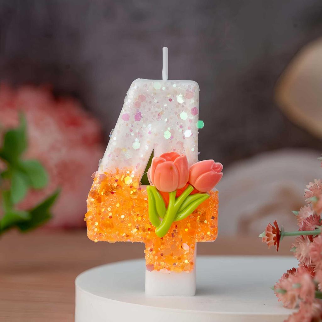 Creative DIY 0-9 Birthday Flower Candle for Cakes and Desserts