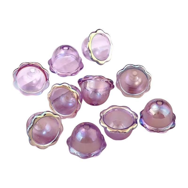 10pcs Multiple Petal Flower Acrylic Bead Caps Adornment for DIY Jewelry Making and Colorful Wind Bell Accessories