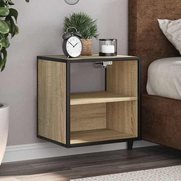 VidaXL Wall-mounted Bedside Table Sonoma Oak 40x31x39.5 Cm, Cabinet, Side Table, Bed Cabinet, Bedside Cabinet, Table 848746