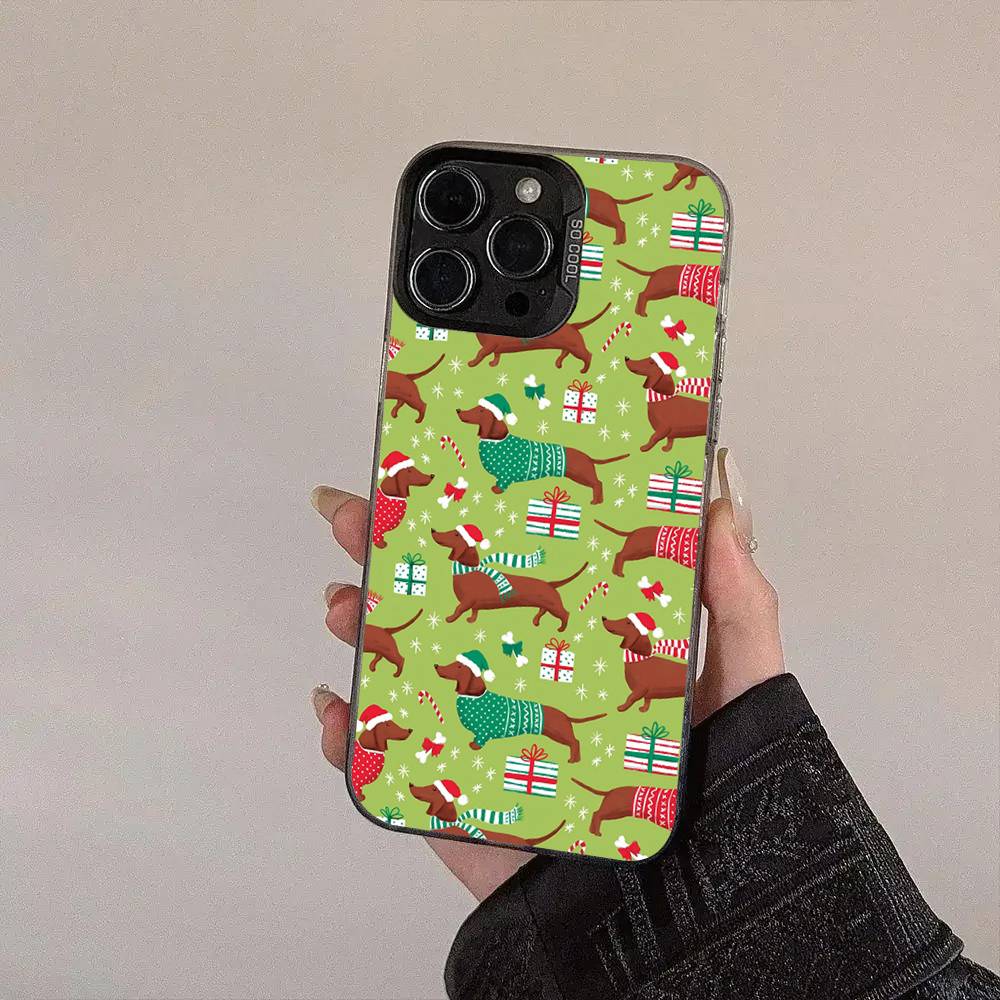 Dackel Hunde Handyhülle Für IPhone 17 16 15 14 13 12 11 XS XR X Pro Max Plus Farbige Silberbeschichtete Hülle