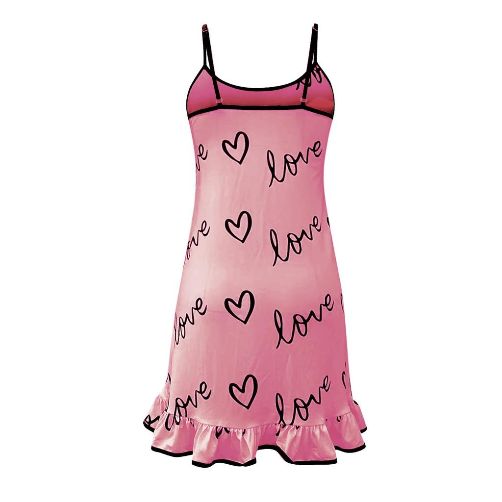 Women's Fashion Sexy Lace Printing Wireless Bra Sexy Loungewear Suspender Nightdress