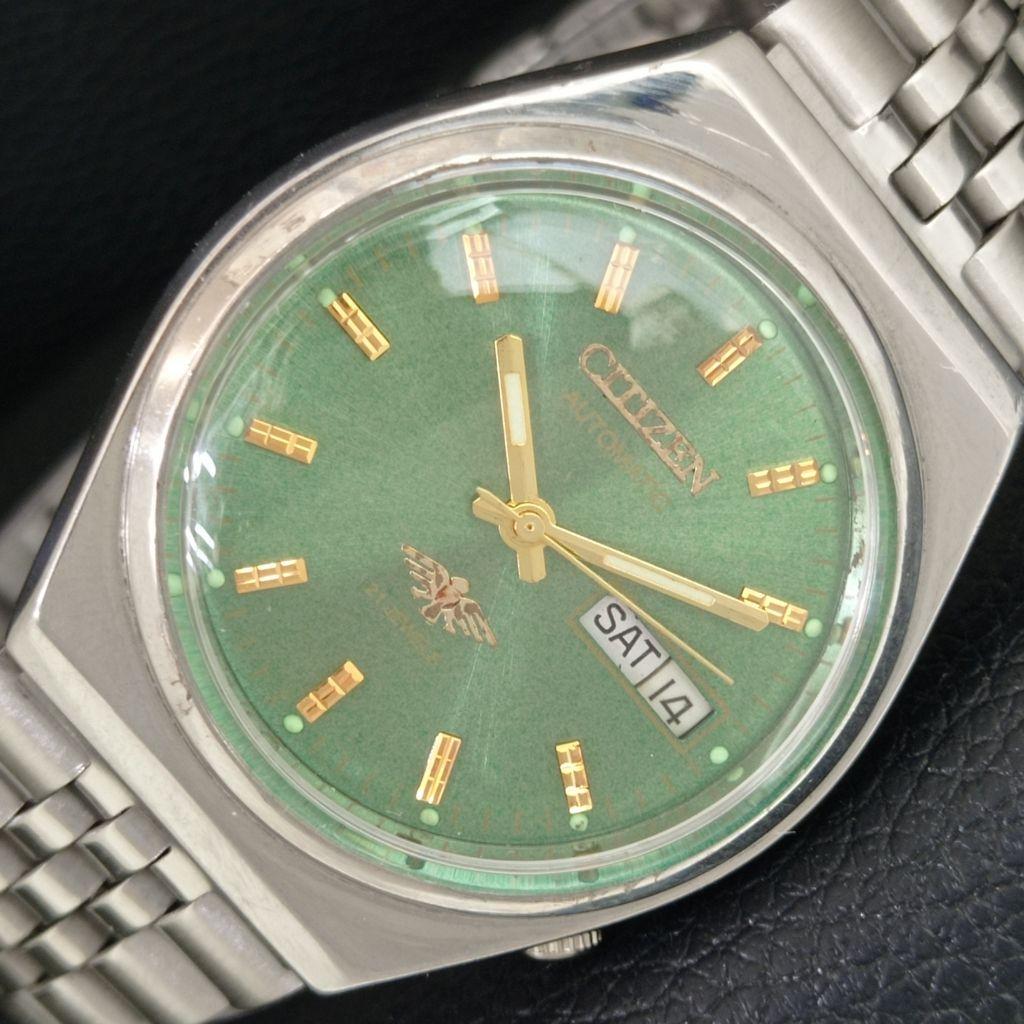 GENUINE VINTAGE CITIZEN AUTOMATIC 8200 JAPAN MENS GREEN DIAL WATCH a709334-1