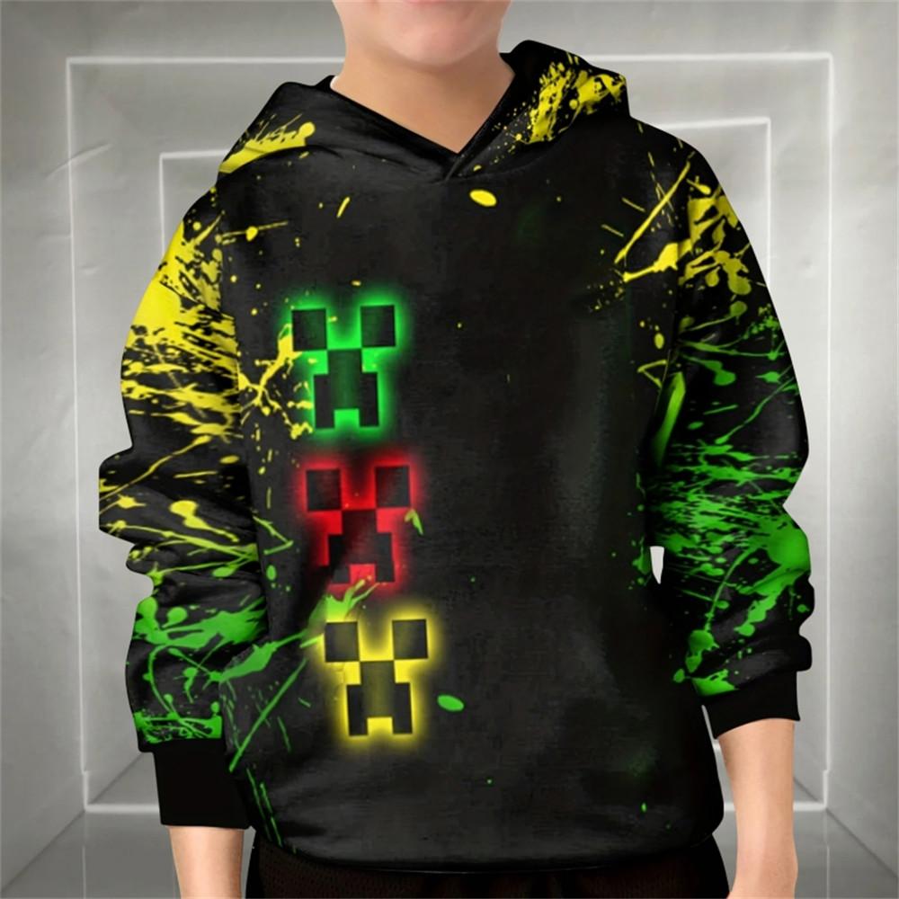 Children Boys Girls Hoodie Tops Kids Geometry Dash Hoodies 3D Printed Cartoon Game Fashion Outdoor Sweatshirts Casual Pullovers
