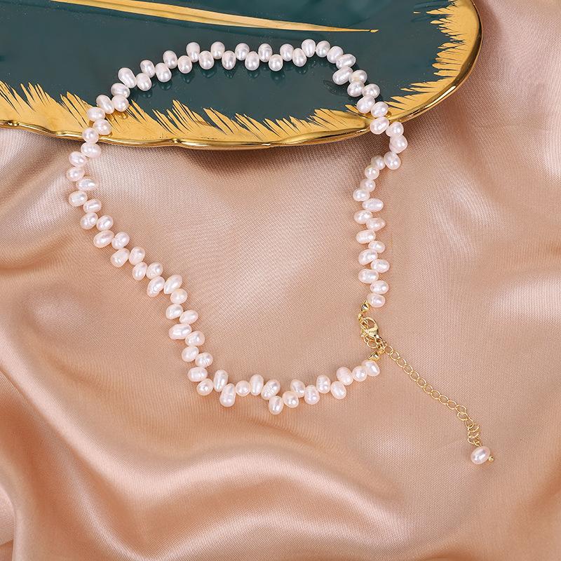 Natural Freshwater Pearl Necklace Women's Bracelet Personalized Design Pearl Sweater Chain Women's Rice Grain Pearl Collarbone Chain
