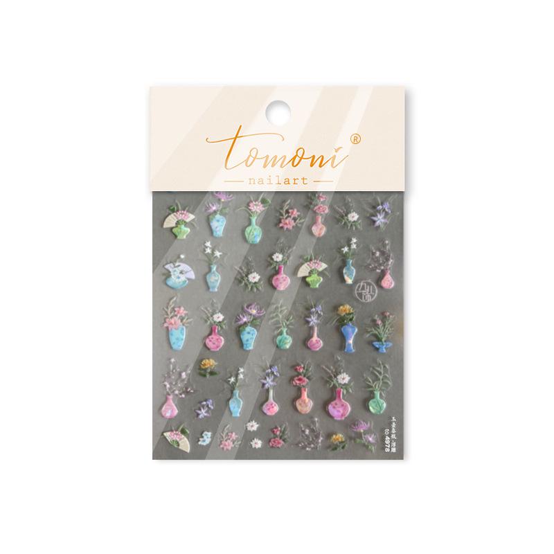 

Tomoni Embossed Nail Stickers: Trendy Japanese Stationery, National Style Nail Art Decorations in Yuhuichun Bottle