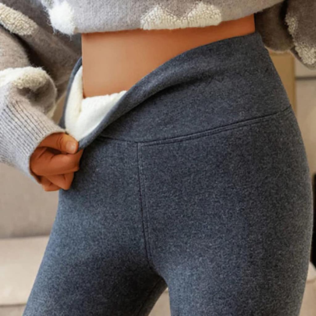 Warm Casual Winter Solid Pants, Soft Clouds Fleece Leggings Women Winter Leggings