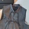 Chinese Style Vest With Closure Women's Spring Autumn Collection Standing Collar Jacquard Camisole Sleeveless Jacket