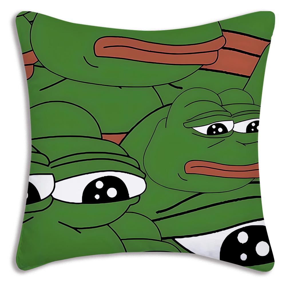 Cartoons fun Sad P-Pepe frog Pillow Covers Cartoon Sofa Decorative Home Double-sided Printing Short Plush Cute Cushion Cover