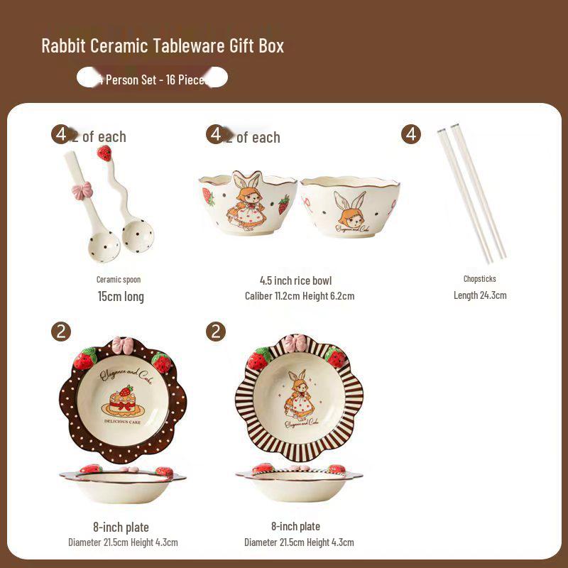 Sophie Rabbit Wedding Gift Tableware Set: Bowl, Plate, Dish for Bride's Engagement or Housewarming